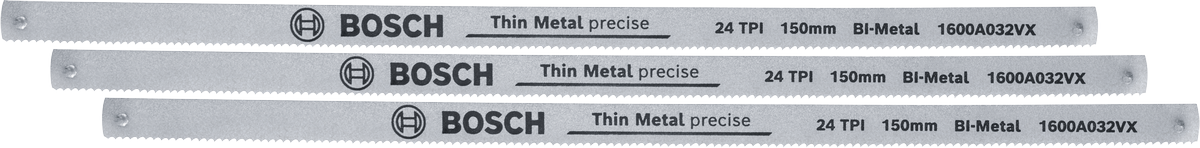 Bosch150 毫米雙金屬鋼鋸條 24 TPI，適用於薄金屬。