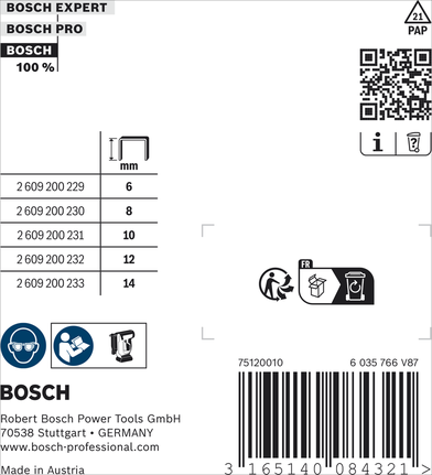 Bosch扁線釘 57/12 型，12 毫米長。