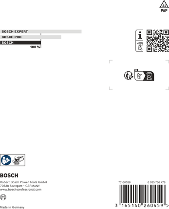 Bosch中等硬度砂紙墊 125 毫米，附 8 個孔。