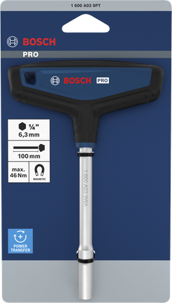 Bosch T 型手柄磁性螺絲刀，100mm 長軸。