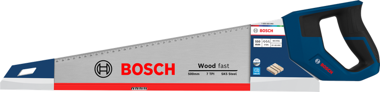 Bosch手鋸 550 毫米 7 TPI，用於快速切割木材。