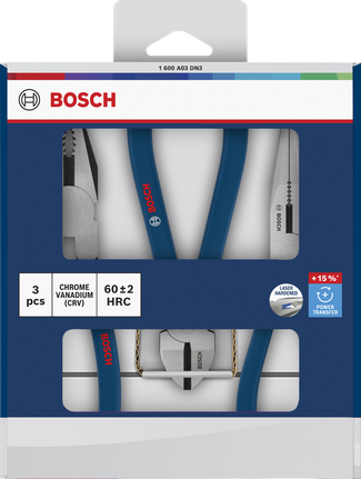 Bosch鉗子組 3 件，附浸膠防滑手柄。