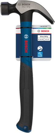 Bosch羊角錘，20盎司，彎曲碳鋼鎚頭。