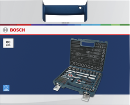 Bosch /4" + 1/2" 棘輪板手組 80 件裝（含工具箱）。