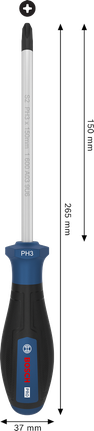 Bosch PH3 x 150 毫米螺絲刀，附人體工學手柄。