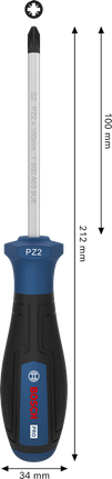 Bosch PZ2 x 100 毫米螺絲刀，附人體工學手柄。