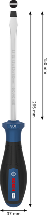 Bosch SL 1.6 x 8 150 毫米螺絲刀，附人體工學手柄。