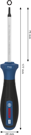 Bosch螺絲起子 TX10 x 75 毫米，附人體工學手柄。