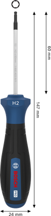 Bosch H2 x 60 毫米螺絲刀，附人體工學手柄。