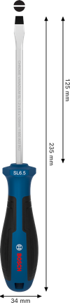 Bosch 1.2 x 6.5 x 125 毫米螺絲刀，附人體工學手柄。