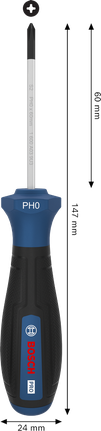 Bosch PH0 x 60 毫米螺絲刀，附人體工學手柄。