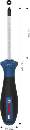 Bosch PH1 x 75 毫米螺絲刀，附人體工學手柄。
