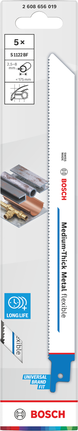 Bosch 1122 BF 中等厚度金屬柔性往復鋸片 5 片裝。