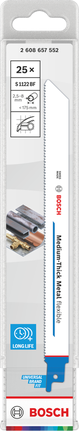 Bosch 1122 BF 中等厚度金屬柔性鋸片 25 片裝。