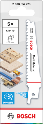 BoschS511DF 多用途鋸片套裝，適用於多種材質。