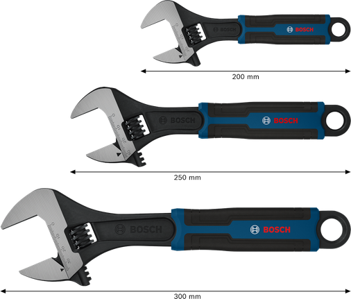 Bosch可調扳手組 150 200 250 毫米 3 件組。