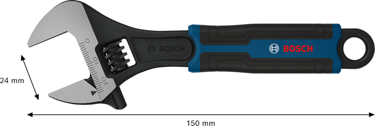 Bosch可調扳手 150 毫米，開口 24 毫米。