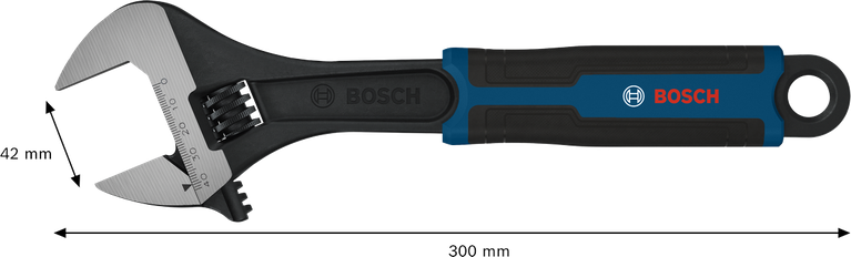Bosch可調扳手 300 毫米，鉗口開口 42 毫米。