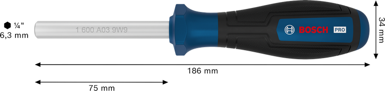 Bosch六角柄螺絲刀，1/4 英吋六角桿。