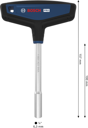 Bosch T 型手柄螺絲刀，157 公釐軸長。