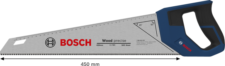 Bosch手鋸 450 毫米 11 TPI SK5 鋼材，用於木材切割。