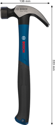 Bosch20 盎司羊角錘，帶彎曲碳鋼鎚頭。