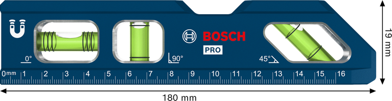 Bosch Billet Torpedo 水平儀 180 毫米，附磁性底座。