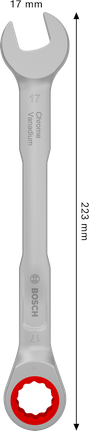 Bosch棘輪組合扳手 17 毫米鉻釩鋼。